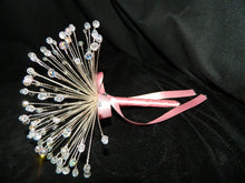 Load image into Gallery viewer, Crystal wire bouquet, beaded bouquet, Wedding bridal flowers, Rose gold,blush, silver, gold, Alternative unique wedding flowers.
