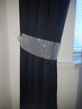Load image into Gallery viewer, Curtain tie backs, Pair Of clear glass Rhinestone Crystal, extra wide 12cm, hold Backs for Curtains &amp; Voiles by Crystal wedding uk
