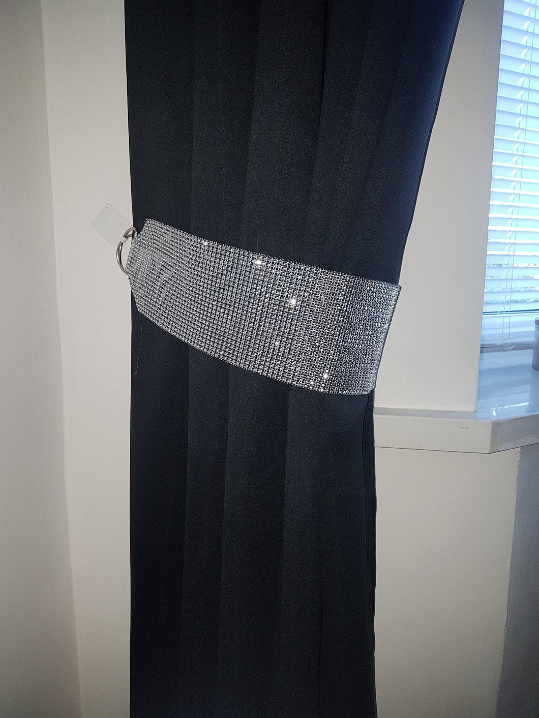 Curtain tie backs, Pair Of clear glass Rhinestone Crystal, extra wide 12cm, hold Backs for Curtains & Voiles by Crystal wedding uk