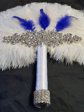 Load image into Gallery viewer, Feather Fan bouquet, Great Gatsby wedding style 1920&#39;s - any colour as custom made by Crystal wedding uk
