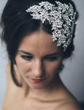 Load image into Gallery viewer, large Vintage couture inspired crystal tiara side hair piece by Crystal wedding uk
