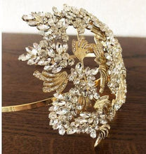 Load image into Gallery viewer, large Vintage couture inspired crystal tiara side hair piece by Crystal wedding uk
