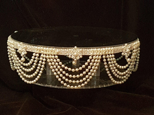 Wedding cake stand , Pearl swags drape. Rhinestone cake stand. by Crystal wedding uk