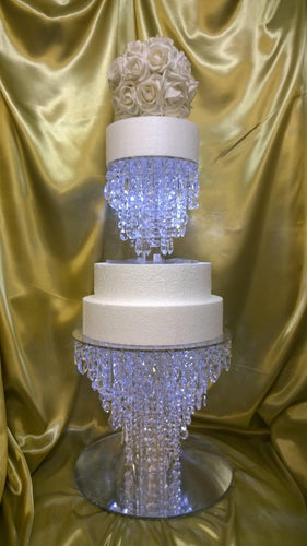 Chandelier cake stand , 2 tier set Premium crystal 6" and 12" + led's by Crystal wedding uk