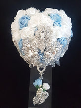 Load image into Gallery viewer, Heart shape brooch bouquet wedding flowers by Crystal wedding uk
