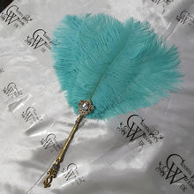 Load image into Gallery viewer, Ostrich feather Fan, smalll Bridesmaid wedding fan- ANY COLOUR by Crystal wedding uk
