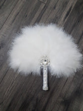 Load image into Gallery viewer, Feather Fan bouquet luxury alternative Bouquet Great Gatsby wedding style -ANY COLOUR Artificial bouquet by Crystal wedding uk
