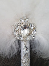 Load image into Gallery viewer, Feather Fan bouquet luxury alternative Bouquet Great Gatsby wedding style -ANY COLOUR Artificial bouquet by Crystal wedding uk
