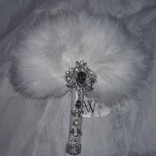 Load image into Gallery viewer, Feather Fan bouquet luxury alternative Bouquet Great Gatsby wedding style -ANY COLOUR Artificial bouquet by Crystal wedding uk
