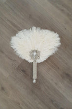 Load image into Gallery viewer, Ostrich Feather Fan, silver bouquet. luxury Bridal Ostrich Feather Fan, Bridal Bouquet, Great Gatsby wedding style. Any colour
