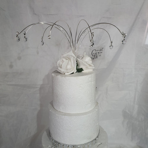 Rose cake topper, Crystal heart fountain