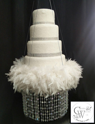 Feather cake swing suspended Swing cake platform by Crystal wedding uk