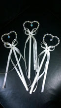 Load image into Gallery viewer, Flower girl wand, Crystal &amp; Pearl heart. by Crystal wedding uk
