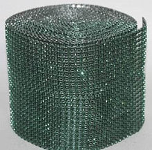 Load image into Gallery viewer, EMERALD GREEN Rhinestone ribbon, Diamond Mesh, Diamante Bling, Crystal trim 1 METER cake trim. by Crystal wedding uk
