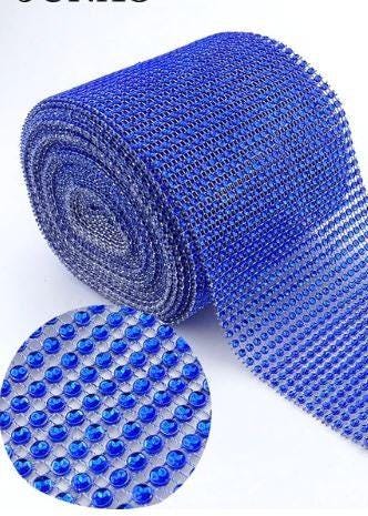 ROYAL BLUE Rhinestone ribbon, Diamond Mesh, Diamante Bling, Crystal trim 1 METER cake trim. by Crystal wedding uk