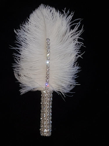 Feather buttonhole Boutonnière, Crystal rhinestone & pearl for jacket lapel Great Gatsby wedding style -ANY COLOUR by Crystal wedding uk