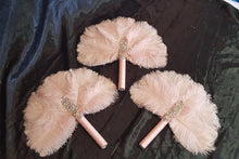 Load image into Gallery viewer, 3 X Ostrich Feather Fan. BLUSH FEATHERS- size 12" Bridesmaids fan bouquets for wedding by Crystal wedding uk
