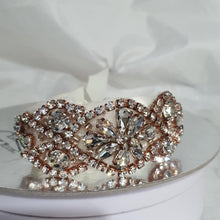 Load image into Gallery viewer, Wedding Cuff Bracelet Great Gatsby Vintage Glam Art Deco Crystal rhinestone bridesmaid flower girl small size- by Crystal wedding uk
