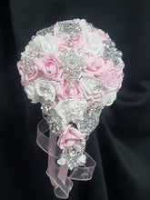 Load image into Gallery viewer, Rose &amp; Brooch bouquet, bridesmaid brooch bouquet, buttonholes, all sold separately, any colour by Crystal wedding uk
