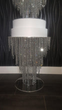 Load image into Gallery viewer, Crystal wedding cake table. cake stand, chandelier style Table - TALL FLOOR STANDING sizes with Led by Crystal wedding uk
