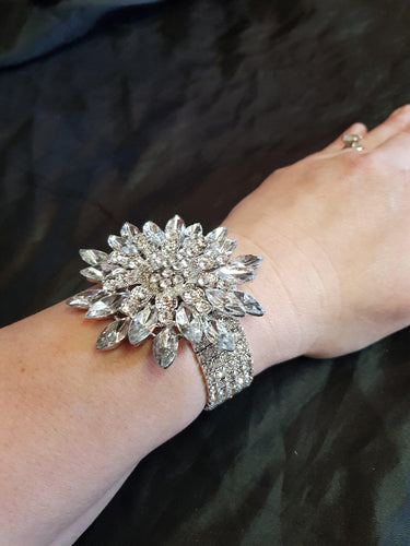 Wrist corsage ,Crystal rhinestone Wedding Cuff, bridesmaid Bracelet by Crystal wedding uk