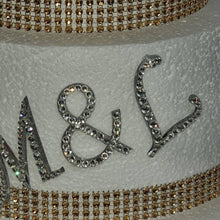 Load image into Gallery viewer, A to Z letters Swarovski element Rhinestone monogram Cake Topper decor, Wedding Initials, Silver cake topper,rhinestone cake decorations.
