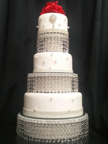 crystal cake stand , faux tiers made with acrylic beads or Real crystal beads, 3 tier wedding cake stand. by Crystal wedding uk