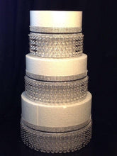 Load image into Gallery viewer, crystal cake stand , faux tiers made with acrylic beads or Real crystal beads, 3 tier wedding cake stand. by Crystal wedding uk
