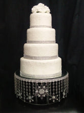 Load image into Gallery viewer, Snowflake Cake Stand Crystal effect or glass beads- cake stand for a Winter wedding by Crystal wedding uk
