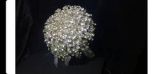 Load image into Gallery viewer, Diamante crystal wire bouquet, beaded bouquet, Wedding bridal flowers, silver crystal.
