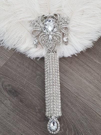 Set of 6 Feather Fan bouquets, Ostrich feathers,Great Gatsby wedding style 1920's - any colour as custom made by Crystal wedding uk