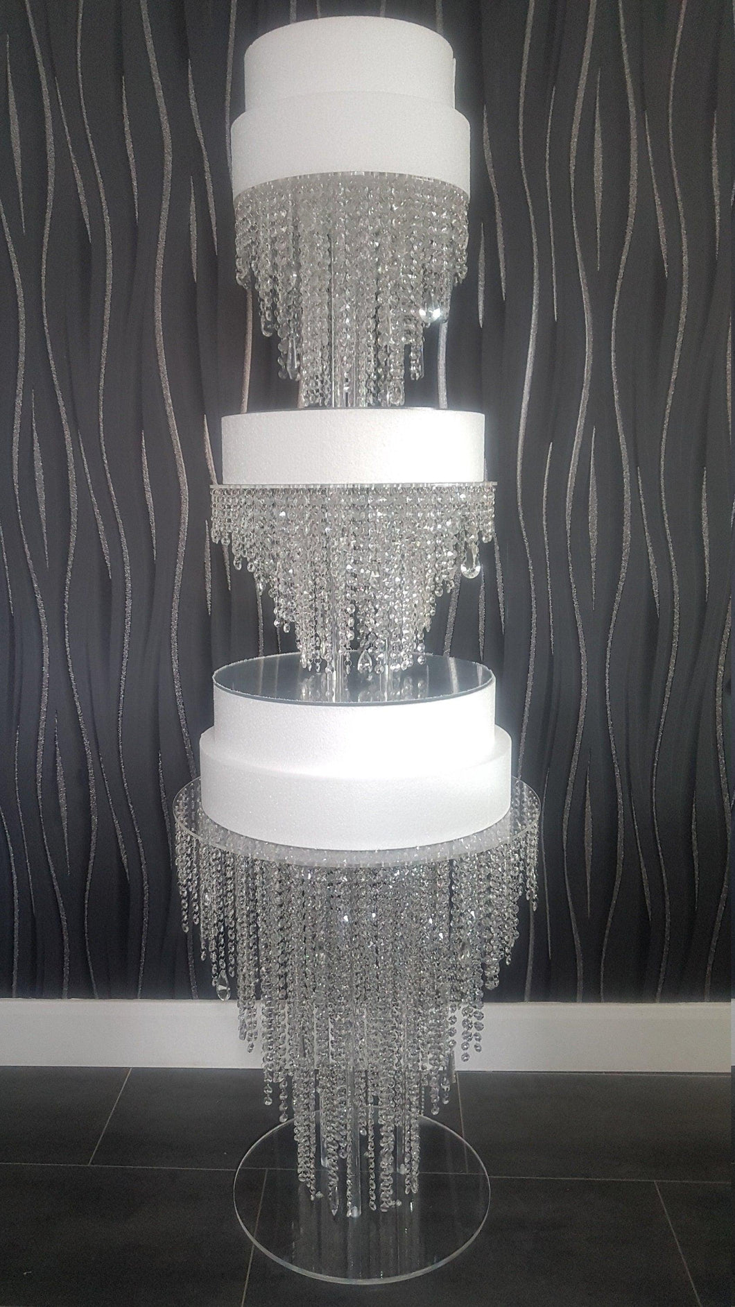 Set of 3 cake stands Floor table plus 2 dividers , chandelier style Table - with Led by Crystal wedding uk