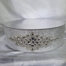 Load image into Gallery viewer, Rhinestone Crystal brooch style cake stand, many colours by Crystal wedding uk
