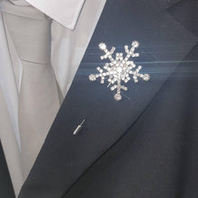 Load image into Gallery viewer, Crystal Snowflake Boutonniere - rhinestone Boutonniere for a Winter Wedding - Christmas Wedding corsage by Crystal wedding uk
