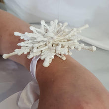 Load image into Gallery viewer, Snowflake wrist corsage for a Winter wedding Wrist 3D Corsage - by Crystal wedding uk
