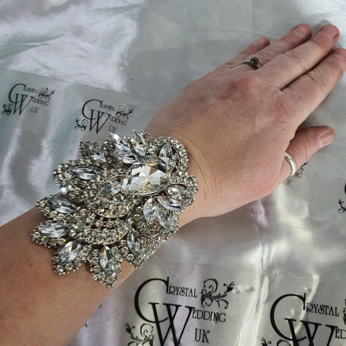 Wedding prom corsage. rhinestone brooch Bracelet Jewellery by Crystal wedding uk