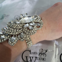 Load image into Gallery viewer, Wedding prom corsage. rhinestone brooch Bracelet Jewellery by Crystal wedding uk
