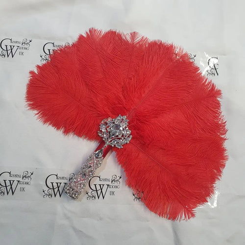 Ostrich Feather Fan. 16" bouquet luxury alternative Bouquet Great Gatsby wedding style -ANY COLOUR by Crystal wedding uk