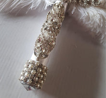 Load image into Gallery viewer, Ostrich Feather Fan. 16&quot; bouquet luxury alternative Bouquet Great Gatsby wedding style -ANY COLOUR by Crystal wedding uk
