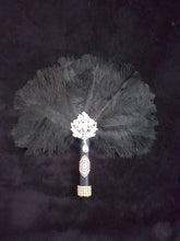 Load image into Gallery viewer, Ostrich Feather Fan. 16&quot; bouquet luxury alternative Bouquet Great Gatsby wedding style -ANY COLOUR by Crystal wedding uk
