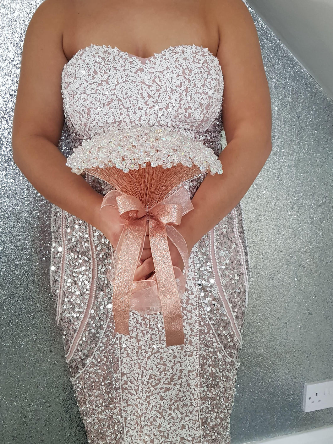 Clear Crystal bouquet, Brides wire bead jewel bouquet. rose gold. silver or Gold by Crystal wedding uk