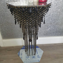 Load image into Gallery viewer, Black &amp; gold Crystal chandelier side table - tall console. Occasional table, Custom table furniture. by Crystal wedding uk
