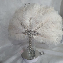 Load image into Gallery viewer, Set of 4 Feather Fan bouquets, Ostrich feathers,Great Gatsby wedding style 1920&#39;s - any colour as custom made
