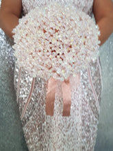 Load image into Gallery viewer, Rose gold AB Crystal bouquet, Brides wire bead jewel bouquet by Crystal wedding uk
