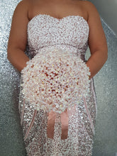 Load image into Gallery viewer, Rose gold AB Crystal bouquet, Brides wire bead jewel bouquet by Crystal wedding uk

