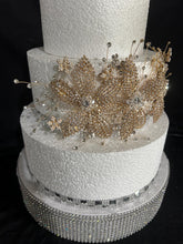 Load image into Gallery viewer, Gold Flower Cake Jewelery Rhinestone Wedding Cake Decoration
