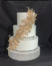 Load image into Gallery viewer, Gold Flower Cake Jewelery Rhinestone Wedding Cake Decoration
