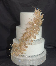 Load image into Gallery viewer, Gold Flower Cake Jewelery Rhinestone Wedding Cake Decoration
