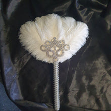 Load image into Gallery viewer, Bridesmaids Feather wand Fan, brooch bouquet, Alternative Bouquet by Crystal wedding uk
