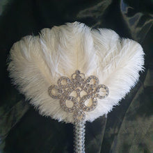 Load image into Gallery viewer, Bridesmaids Feather wand Fan, brooch bouquet, Alternative Bouquet by Crystal wedding uk
